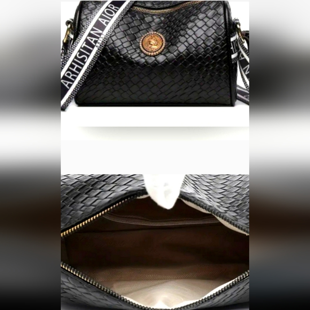 Gold DetailFun StrapFaux Leather Zipper